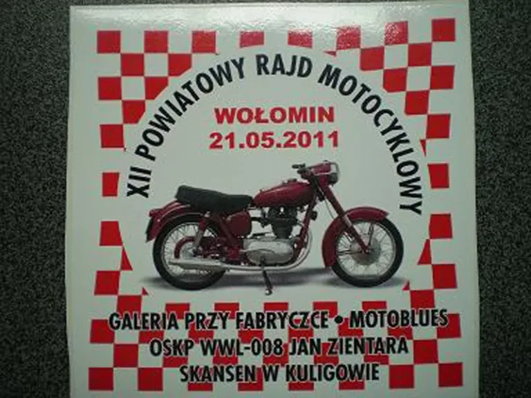 Nalepka XII Powiatowego Rajdu Motocyklowego, Wołomin 2011